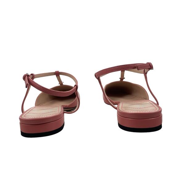 Gucci Double GG T Strap Patent Leather Ballet Flat Pink Size 39.5 - Picture 9 of 15